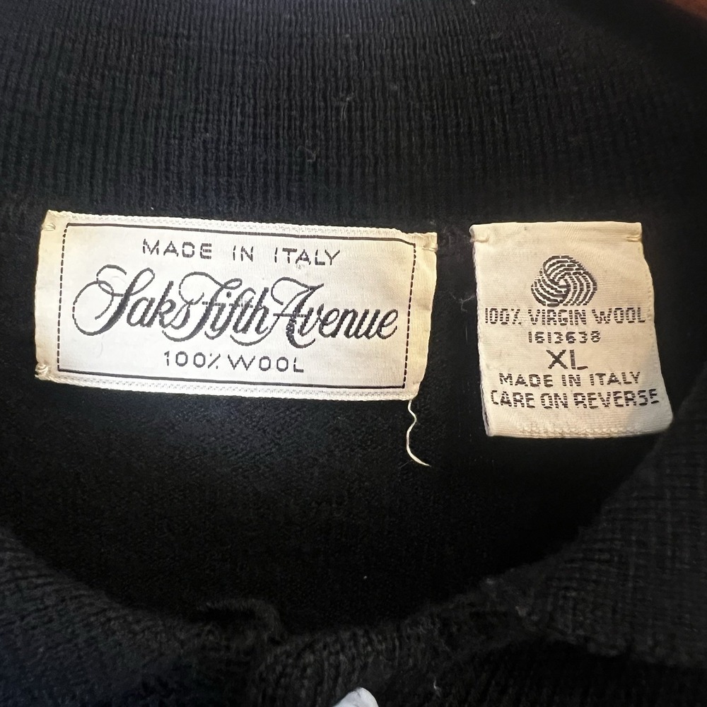Saks Fifth Avenue Sweater Mens XL Black Virgin Wool Pullover Sweater - Picture 3 of 5